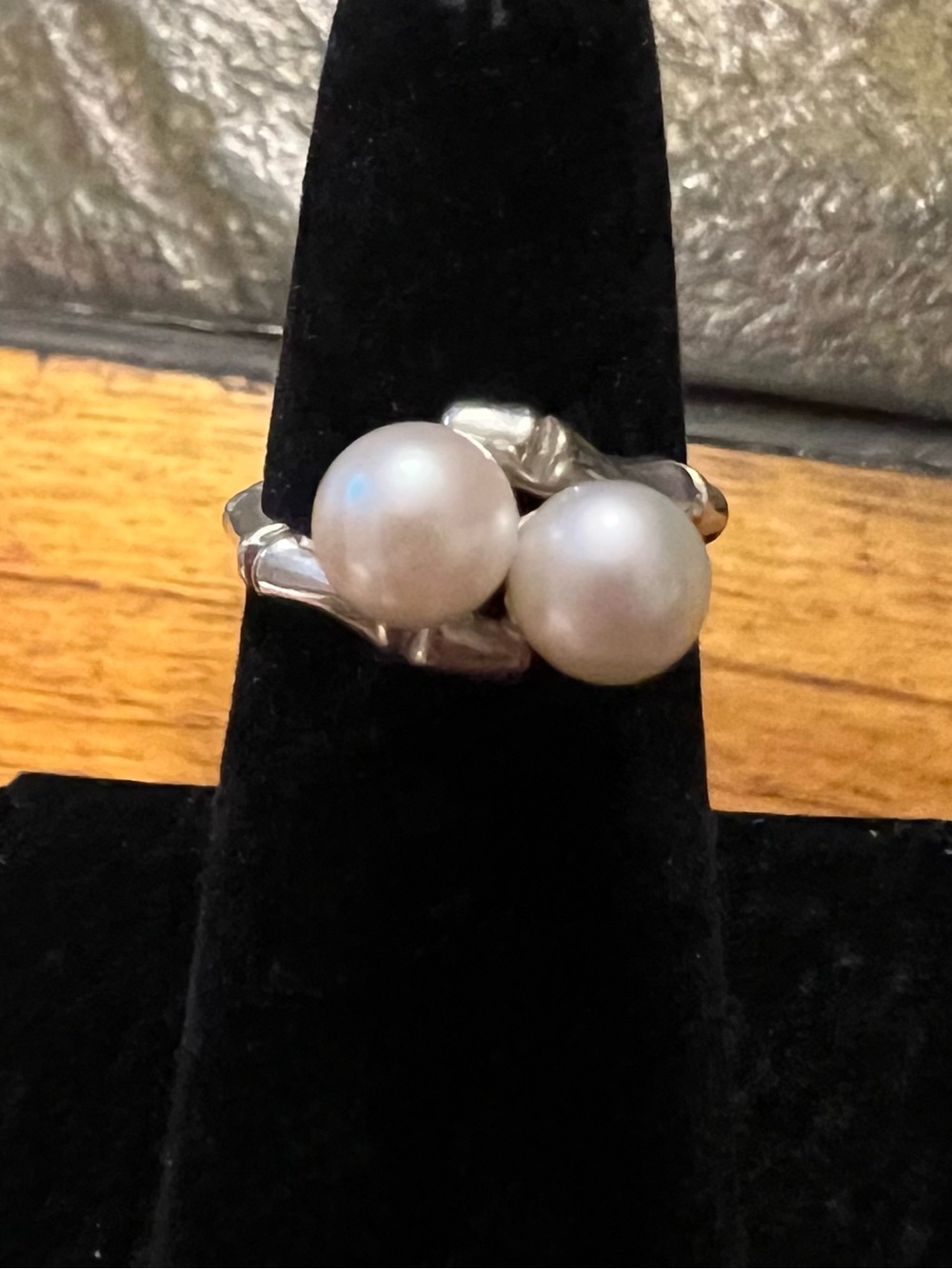Vantel Pearls Sterling Silver Double White Pearl Ring